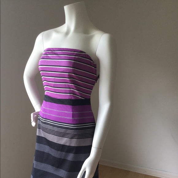purple and black striped dress